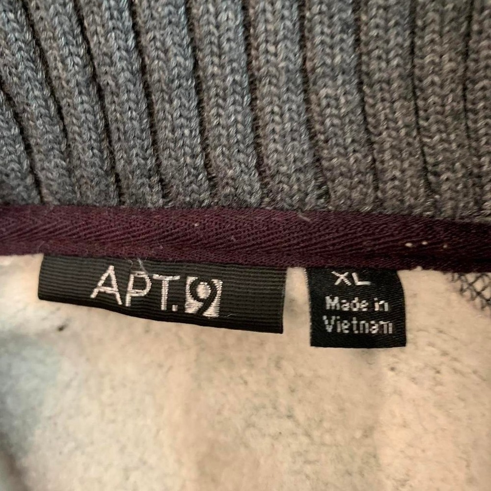 Apt. 9 Mens Full Zip Mock Neck Fleece Sweatshirt Charcoal Gray XL RN73277 - Picture 4 of 8